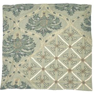 Pottery Barn Pillow Cover Embroidered Sage Green 24 x 24 inch Euro Sham Throw